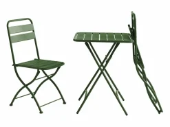 Mesa comedor jardín plegable metal - mesa de 60 cm 2 sillas plegables - Verde - MIRMANDE^MYLIA Best