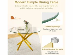 Mesa comedor redonda 2-4 personas vidrio templado y metal - carga max 100kg - Transparente - 90x90x75cm^DripeX Hot