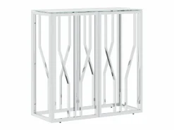 vidaxl Mesa consola acero inoxidable y vidrio 70x30x70 cm Plateado Outlet