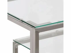 vidaxl Consola|Mesa consola acero inoxidable y vidrio templado