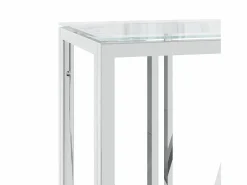 vidaxl Mesa consola acero inoxidable y vidrio 110x30x70 cm Plateado Sale
