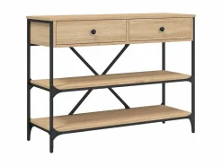 Consola|Mesa consola cajones estantes madera de ingeniería roble Sonoma ES566439