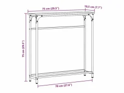 Clicnbuy Consola|Mesa Consola con estante Roble 75 x 19.5 x 75 cm