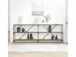 Clicnbuy Mesa Consola con estante Otro Roble artisan 180 x 30 x 75 cm Marru00f3n Outlet