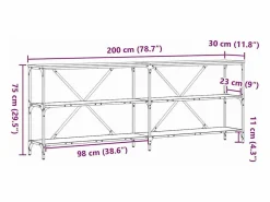 Clicnbuy Mesa Consola con estante Otro Roble artisan 180 x 30 x 75 cm Marru00f3n Outlet