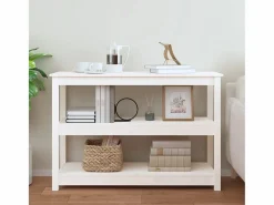 Clicnbuy Mesa consola de madera maciza de pino 110x40x74 cm Blanco New