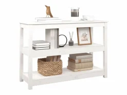 Clicnbuy Mesa consola de madera maciza de pino 110x40x74 cm Blanco New