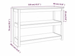 Clicnbuy Mesa consola de madera maciza de pino 110x40x74 cm Blanco New