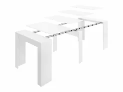Vente-unique Mesa consola extensible para 10 personas - 4 extensiones - Color: - ONEGA Blanco New