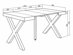 Mesa Consola extensible, 140x90x73cm, Para 6 comensales, Patas madera maciza,^Skraut Home