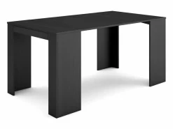 Skraut Home Mesa Consola extensible, 160x90x77cm, Para 8 comensales, Comedor y cocina, Negro Outlet