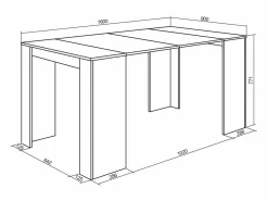 Skraut Home Mesa Consola extensible, 160x90x77cm, Para 8 comensales, Comedor y cocina, Negro Outlet