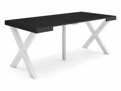 Skraut Home Mesa Consola extensible, 180x90x73cm, Para 8 comensales, Patas madera maciza, Negro Clearance