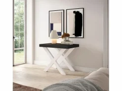 Skraut Home Mesa Consola extensible, 180x90x73cm, Para 8 comensales, Patas madera maciza, Negro Clearance