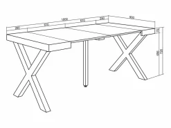 Skraut Home Mesa Consola extensible, 180x90x73cm, Para 8 comensales, Patas madera maciza, Negro Clearance