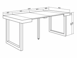 Skraut Home Mesa Extensible|Mesa Consola extensible, 180x90x73cm, Para 8 comensales, Patas madera maciza,