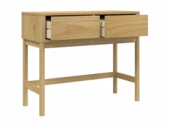Clicnbuy Mesa consola FLORO madera maciza de pino marrón 89,5x36,5x73 cm Marru00f3n New
