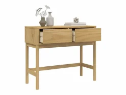 Clicnbuy Mesa consola FLORO madera maciza de pino marrón 89,5x36,5x73 cm Marru00f3n New
