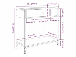 vidaxl Consola|Mesa consola madera de ingeniería 75x34,5x75 cm