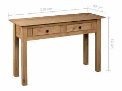 vidaxl Mesa consola madera maciza pino Panamá Range 110x40x72 cm Color natural claro Sale