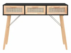 Mesa consola madera pino maciza ratán natural 105x30x75cm^Clicnbuy New