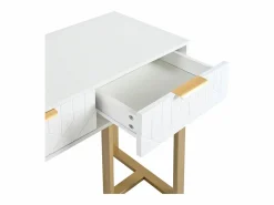 ModernLuxe Mesa consola moderna con 2 cajones y patas ajustables, blanco y dorado Blanco / Dorado Best