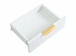 ModernLuxe Mesa consola moderna con 2 cajones y patas ajustables, blanco y dorado Blanco / Dorado Best