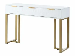 ModernLuxe Mesa consola moderna con 2 cajones y patas ajustables, blanco y dorado Blanco / Dorado Best