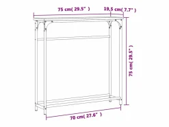 Mesa consola roble Sonoma 75x19,5x75 cm madera de ingeniería^vidaxl