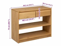 Clicnbuy Consola|Mesa consola SAUDA madera maciza de pino roble 89,5x36,5x73 cm