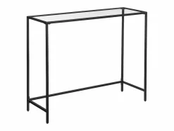 Mesa consola Valora para salón, de cristal y metal. Negro Discount