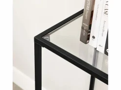 Mesa consola Valora para salón, de cristal y metal. Negro Discount