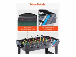 Billar|Mesa de Air Hockey, SucceBuy 4 en 1, 122 cm, para Jugar al Air Hockey, al Futbolín, al Tenis de Mesa y al Billar