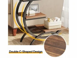 Tribesigns Mesa Auxiliar|Mesa de apoyo de madera, pequeña mesa baja, mesa de noche, lateral de sofá con 3 estantes para salón, dormitorio, marrón oscuro