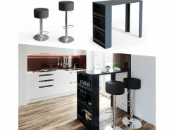 Vicco Mueble Bar|Mesa de bar antracita 57x117x106