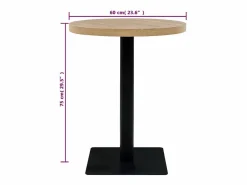Clicnbuy Mesa de bar bistró MDF y acero redonda 60x75 cm color roble Beige Clearance