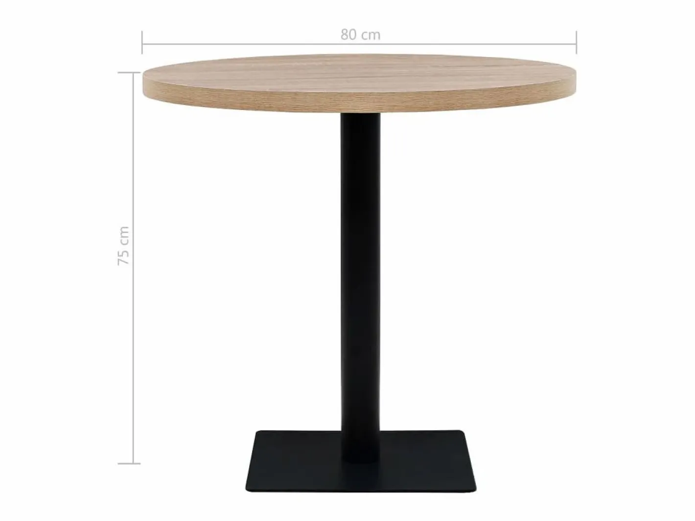 Mesa de bar bistró MDF y acero redonda 80x75 cm color roble^Clicnbuy Discount