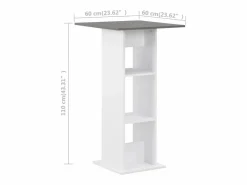 Clicnbuy Mesa de bar color y gris antracita 60x60x110 cm Blanco New