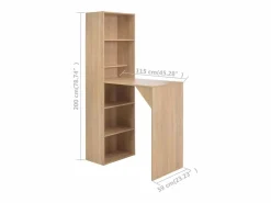 Mesa de bar con armario color roble 115x59x200 cm^Clicnbuy Online