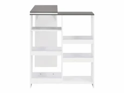 Clicnbuy Mueble Bar|Mesa de bar con estantería móvil blanca 138x39x110 cm