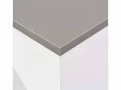 Clicnbuy Mueble Bar|Mesa de bar con estantería móvil blanca 138x39x110 cm