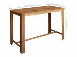 Clicnbuy Mueble Bar|Mesa de bar de madera de acacia maciza 150x70x105 cm