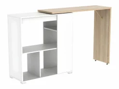 Mesa de bar extensible - Blanco y roble. SATURNE^Vente-unique