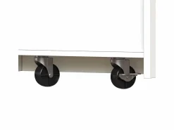 Mesa de bar extensible con espacio de almacenamiento, moderna, móvil, mesa de bar extensible con un cajón y dos estantes, blanca^KOMHTOM New