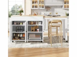 Merax Mueble Bar|Mesa de bar extensible moderna - 118-180 x 50 x 94,6 cm - con 4 puertas - para comedor - MDF -