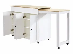 Merax Mueble Bar|Mesa de bar extensible moderna - 118-180 x 50 x 94,6 cm - con 4 puertas - para comedor - MDF -