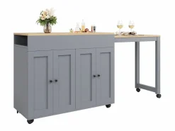 Merax Mesa de bar extensible moderna - 118-180 x 50 x 94,6 cm - con 4 puertas + 6 estantes - MDF - Gris Sale