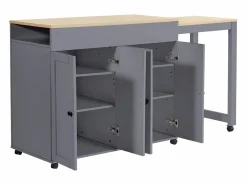 Merax Mesa de bar extensible moderna - 118-180 x 50 x 94,6 cm - con 4 puertas + 6 estantes - MDF - Gris Sale