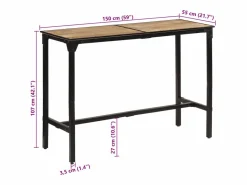 vidaxl Mesa Alta|Mesa de bar madera maciza de mango rugoso 150x55x107 cm