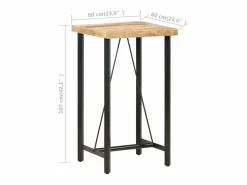 Clicnbuy Mesa Alta|Mesa de bar madera maciza de mango rugosa 60x60x107 cm